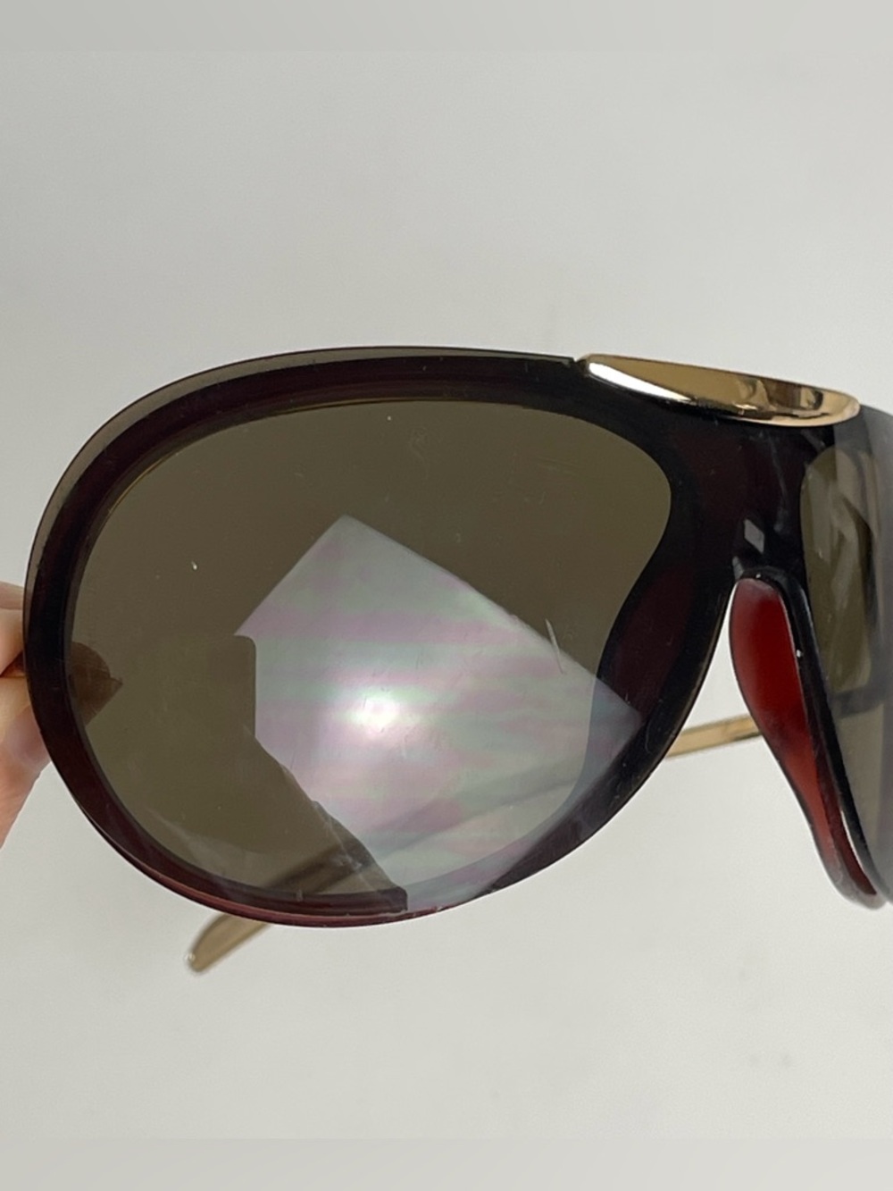 Vintage Y2K CHANEL 6006 Gold Shield Aviator Brown Lens Sunglasses Italy Unisex - Picture 12 of 16